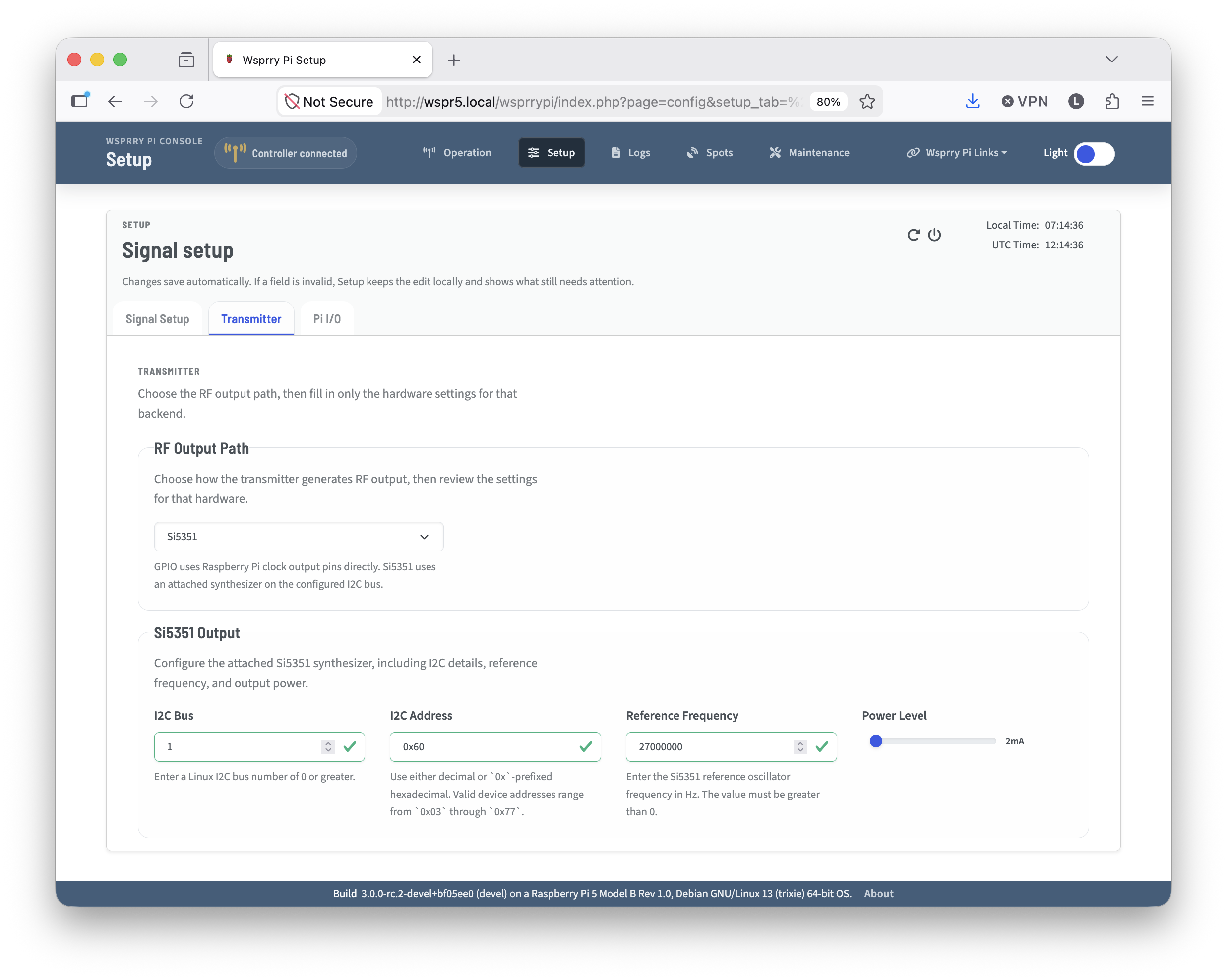 Transmitter Configuration