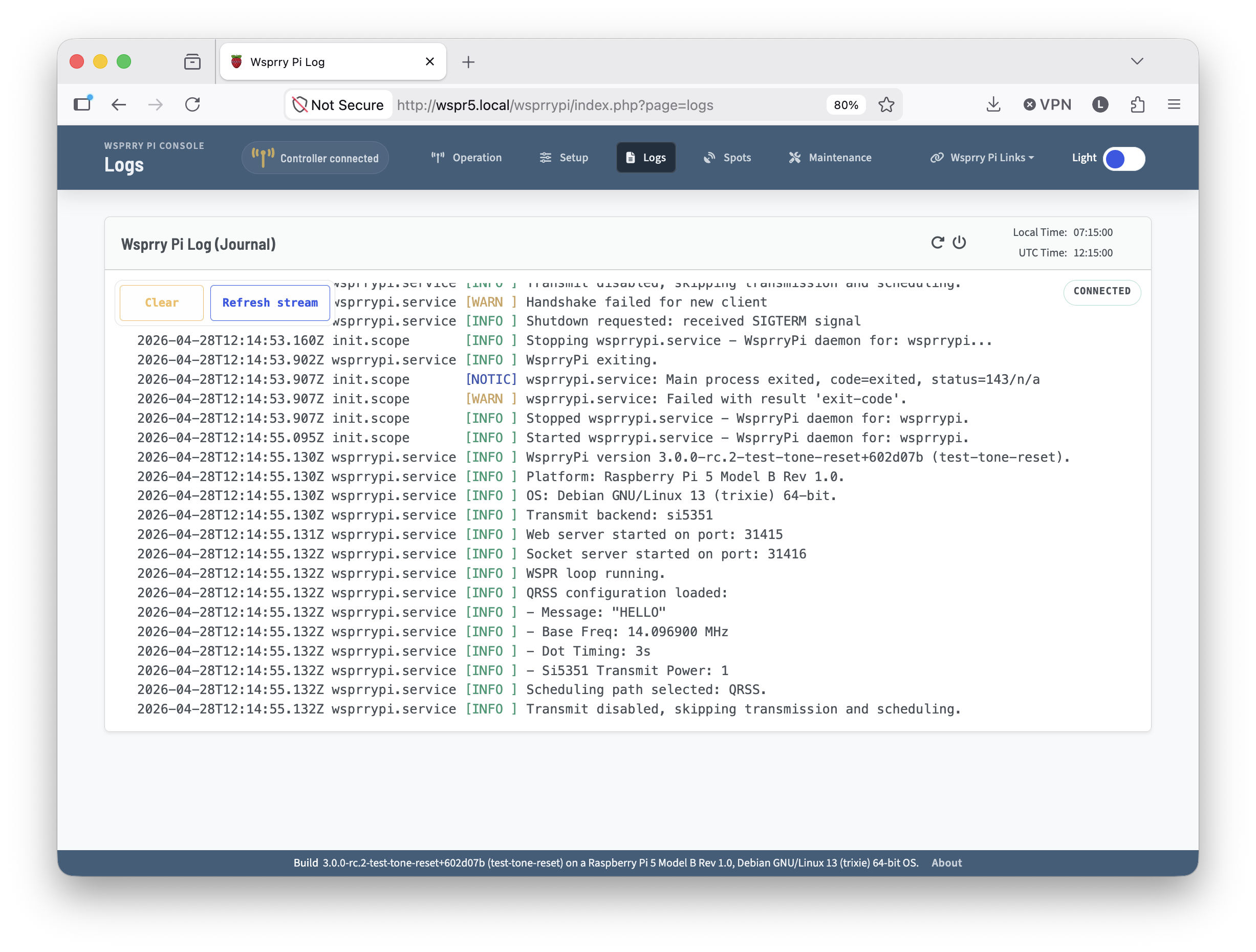 WsprryPi Logs