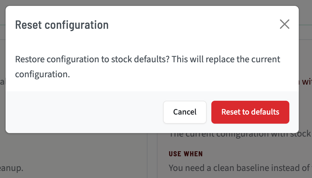 Reset Confirmation