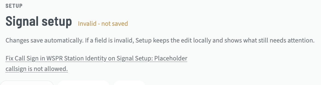 Invalid Callsign