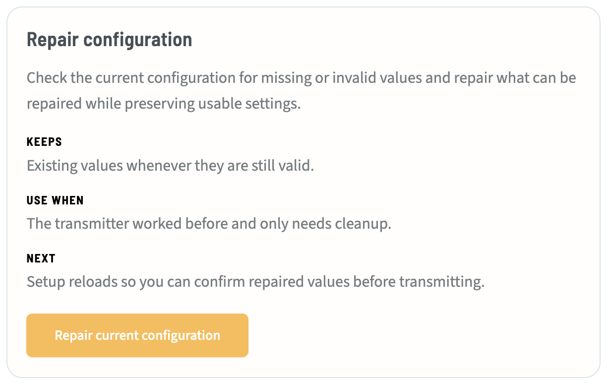Repair Configuration